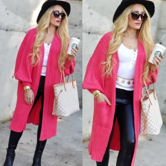 SOLD OUT. CASUAL DOLLZ Balloon Sleeved Cardigan - Picture 2 of 4